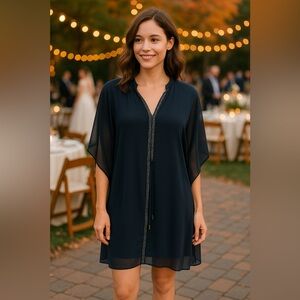 Badgley Mischka Navy Blue Wedding Guest Dress Size XS